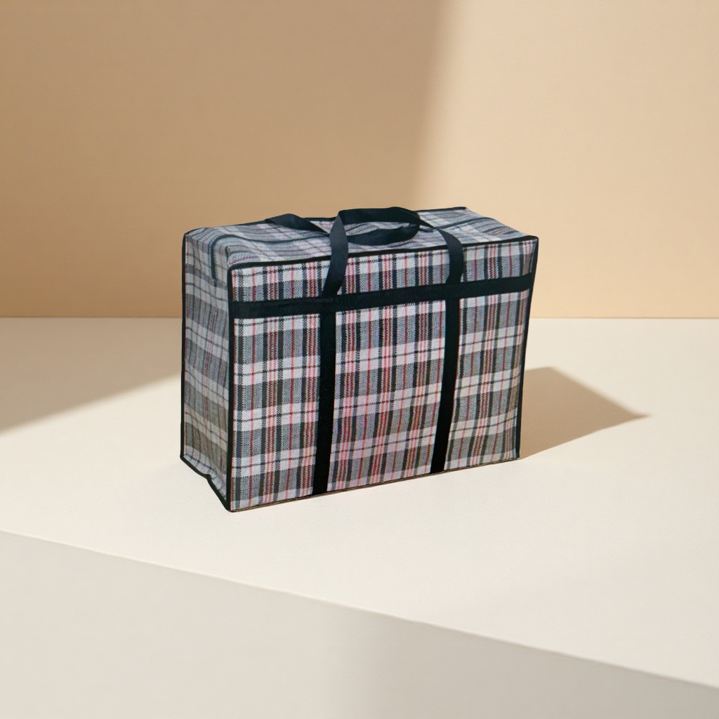 A multi-functional portable fabric storage bag with a checkered pattern Specification image