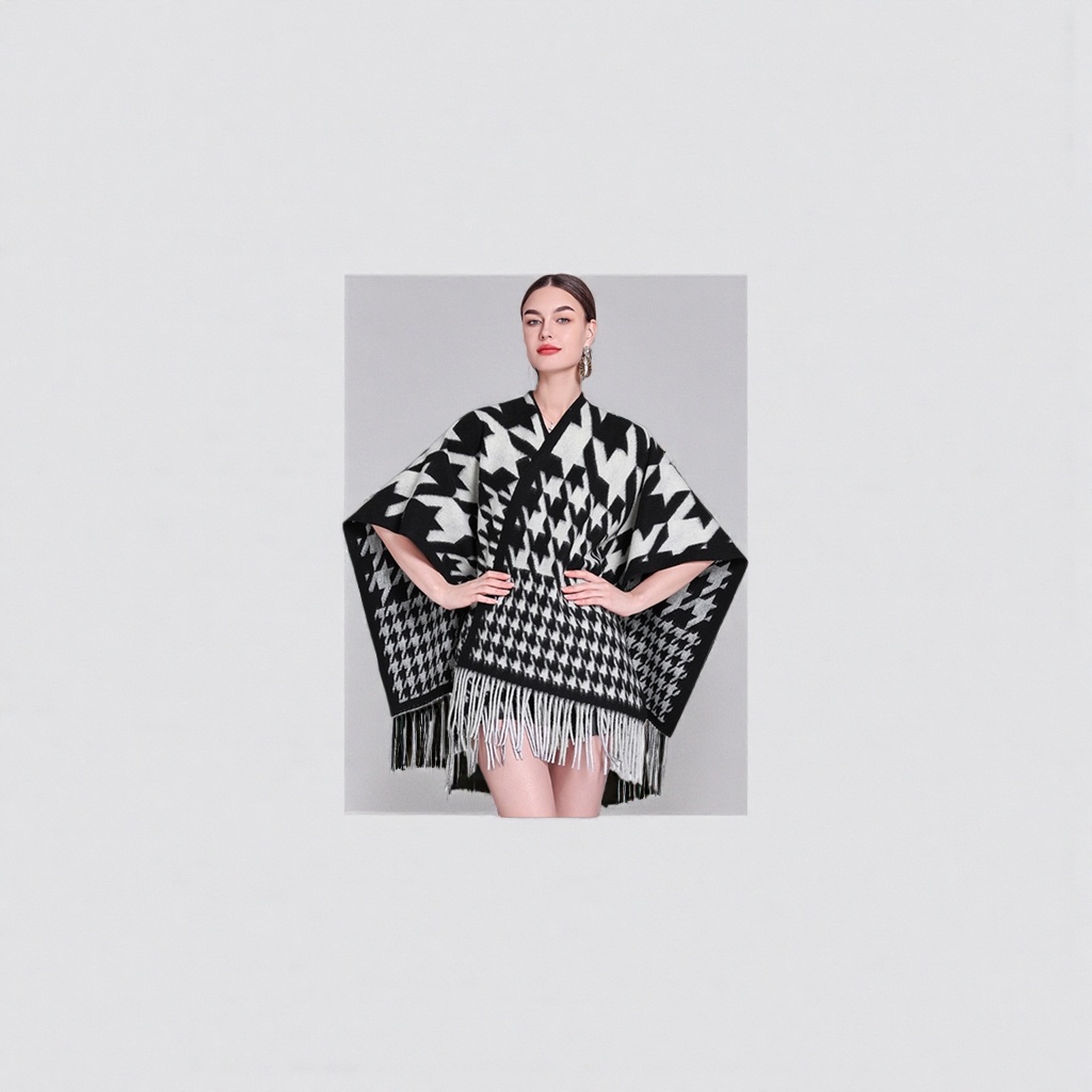Moda mujer chal color sólido versátil punto cálido otoño invierno