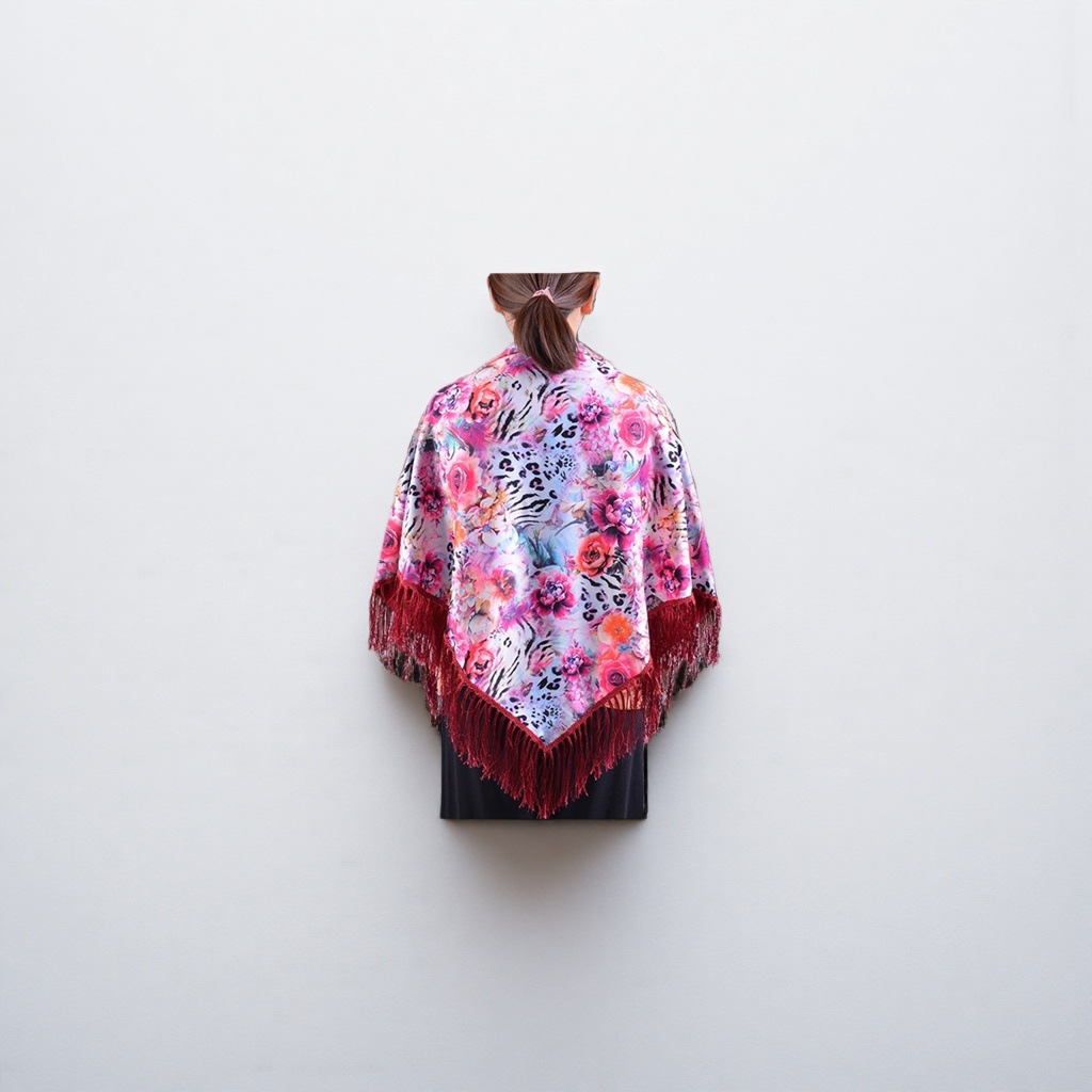 Floral leopardo estampado chal moda versátil rectangular delgado primavera verano universal Specification image