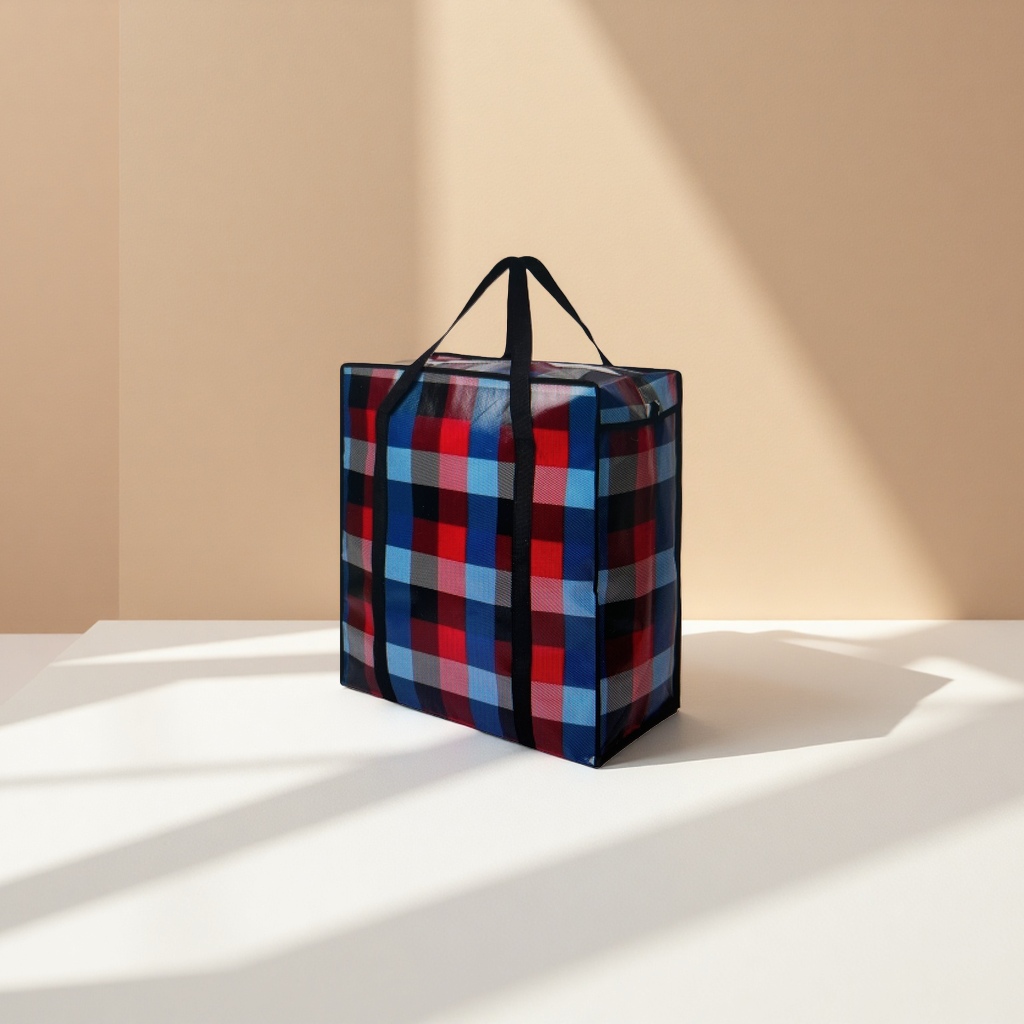 The checkered pattern handbag is a fashionable, simple and eco-friendly shopping bag
