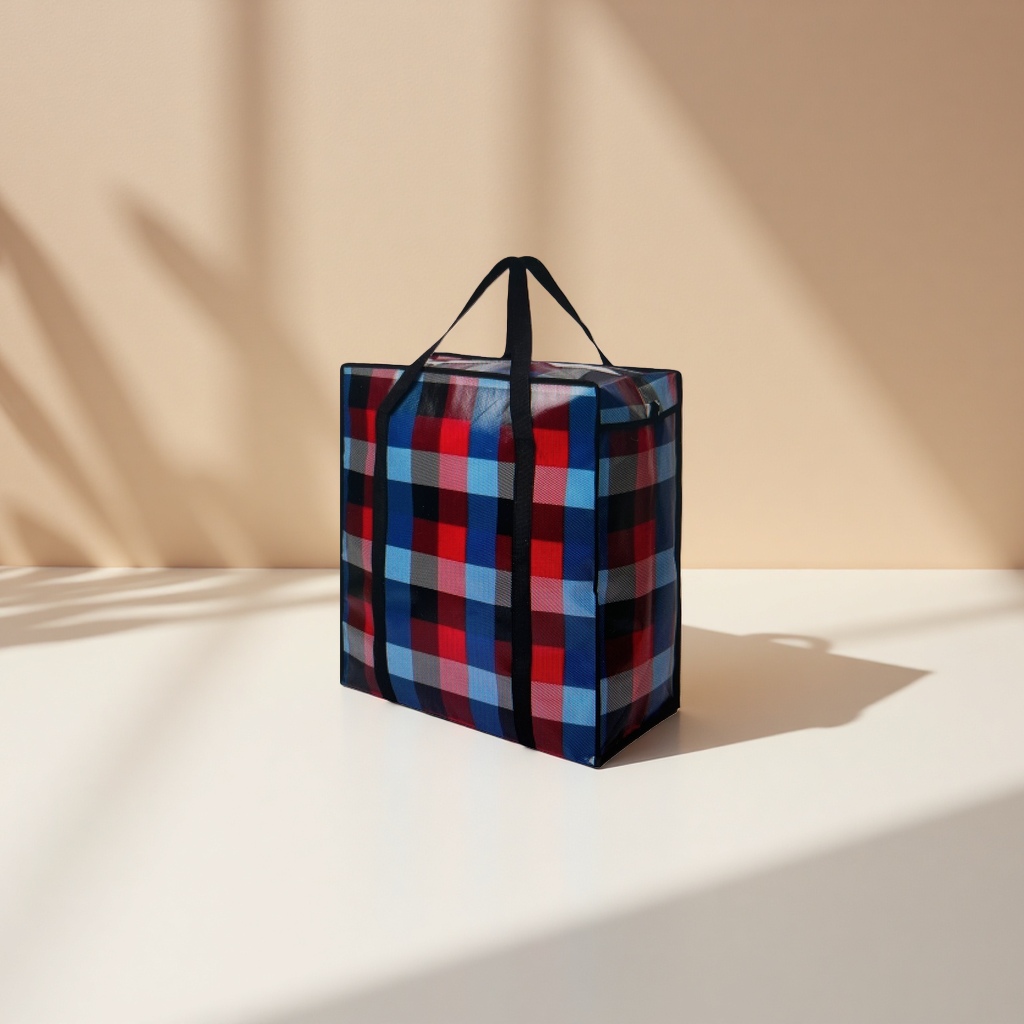 The checkered pattern handbag is a fashionable, simple and eco-friendly shopping bag Application Scenario