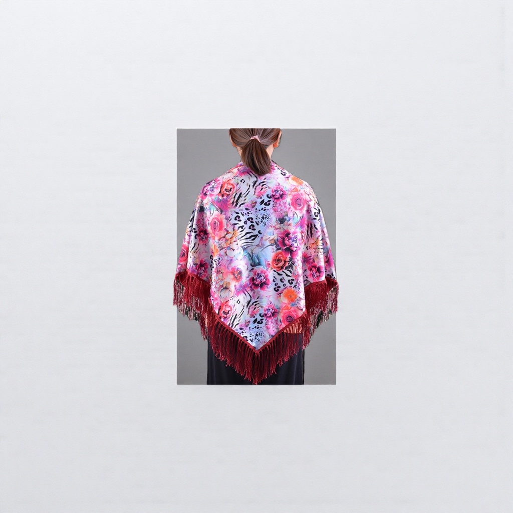 Floral leopardo estampado chal moda versátil rectangular delgado primavera verano universal