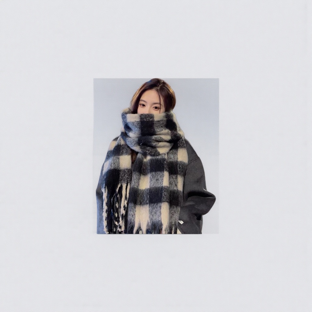 Cuadros bufanda figuras estampado cálido otoño invierno unisex