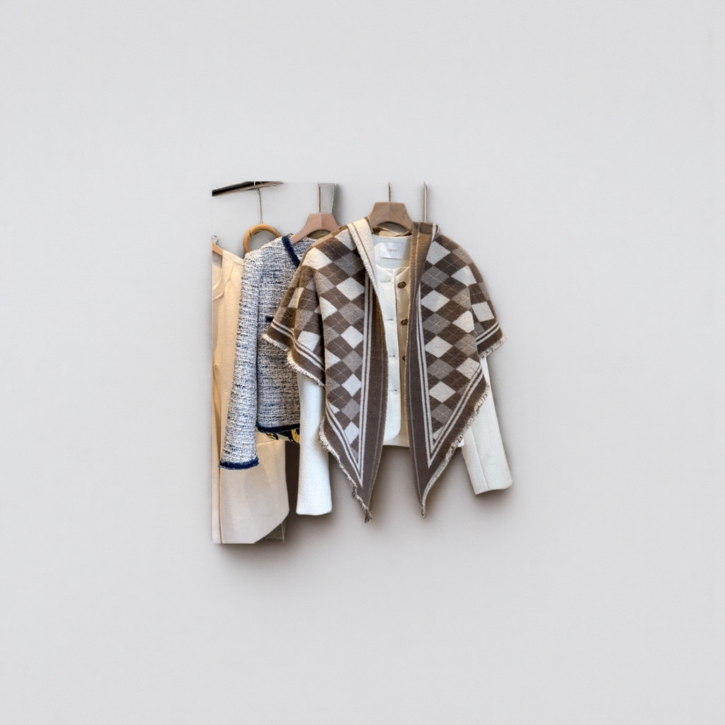 The checkered shawl is a fashionable and versatile pure cotton knitted shawl, a large square scarf for warmth in autumn and winter Application Scenario