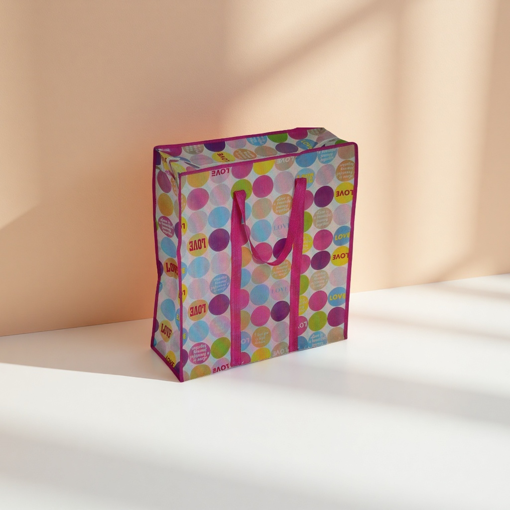 Colorful polka dot pattern handbag, fashionable, simple and eco-friendly shopping bag Application Scenario