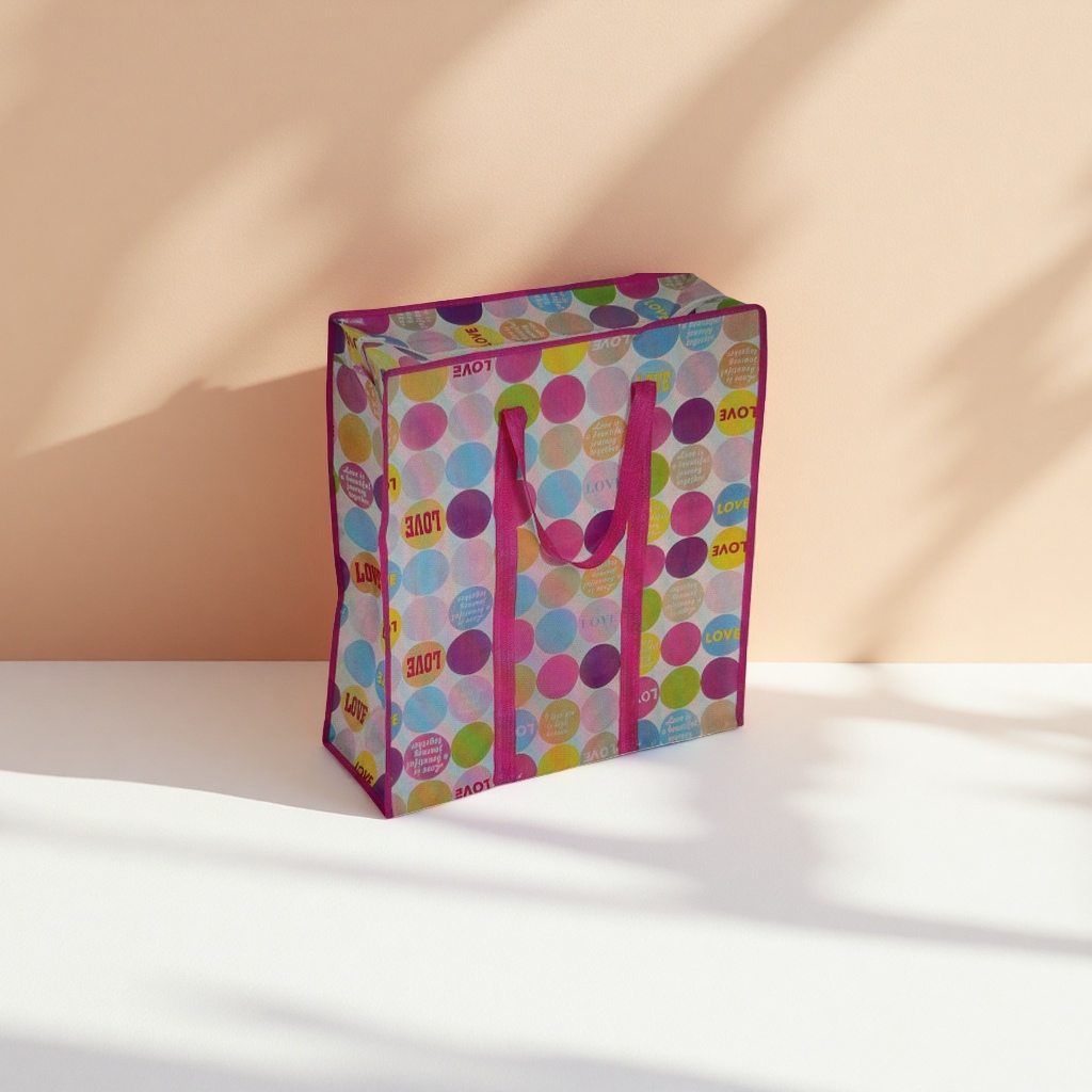 Colorful polka dot pattern handbag, fashionable, simple and eco-friendly shopping bag details Picture