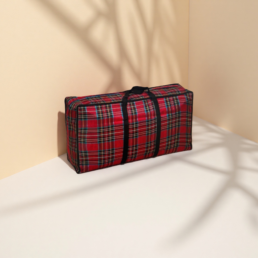 Checkered pattern luggage bag, travel storage bag, large-capacity lightweight folding handbag details Picture