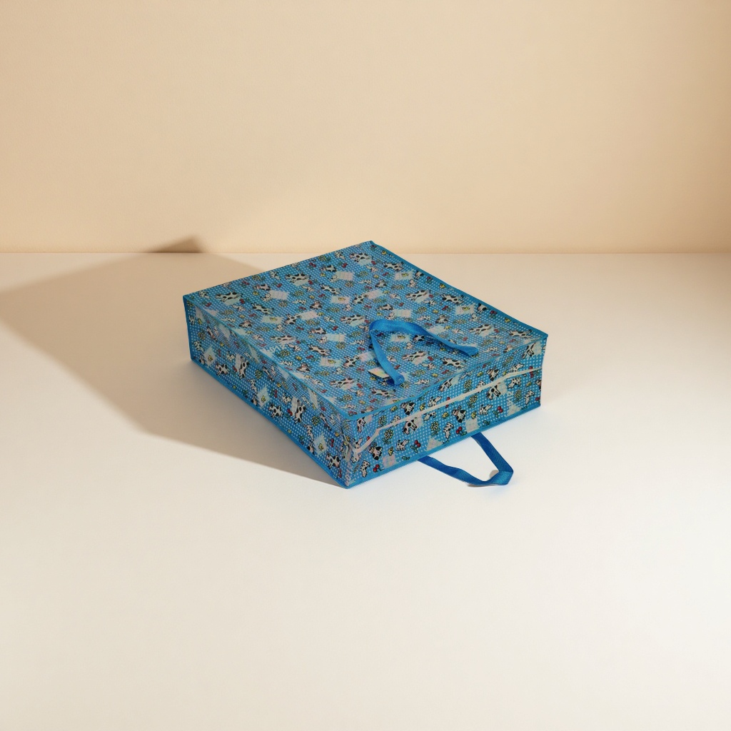 Blue cow pattern storage box, plastic household organizing box, large-capacity storage box Specification image