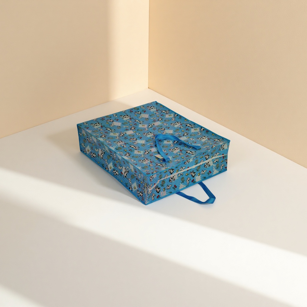 Blue cow pattern storage box, plastic household organizing box, large-capacity storage box details Picture
