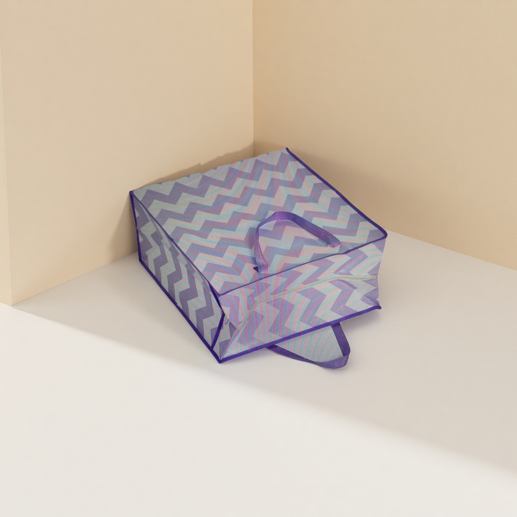 Purple wavy pattern handbag is a fashionable, simple and eco-friendly shopping bag details Picture