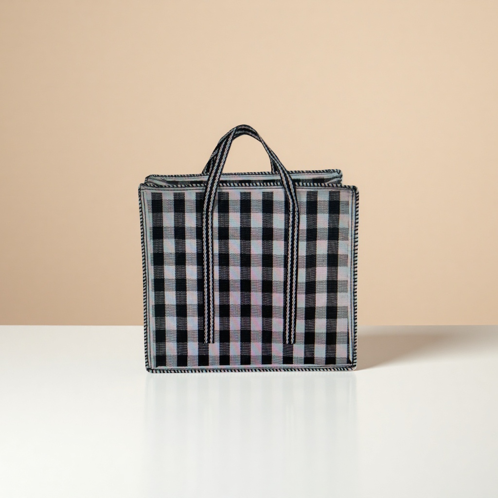 This black and white checkered handbag is a fashionable, simple and versatile single-shoulder bag for women details Picture