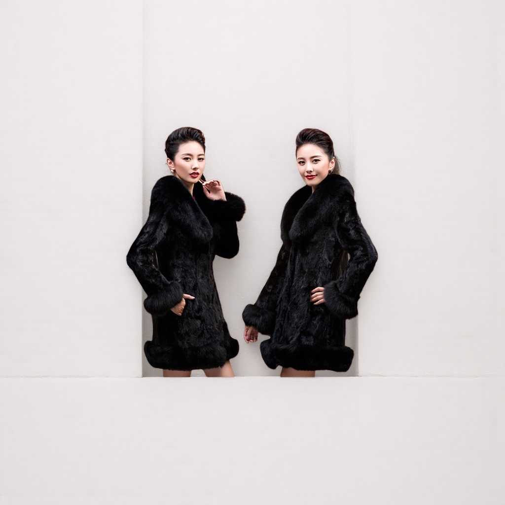 Black fur coat for women, warm, fashionable, slim and long, a new winter collection Application Scenario