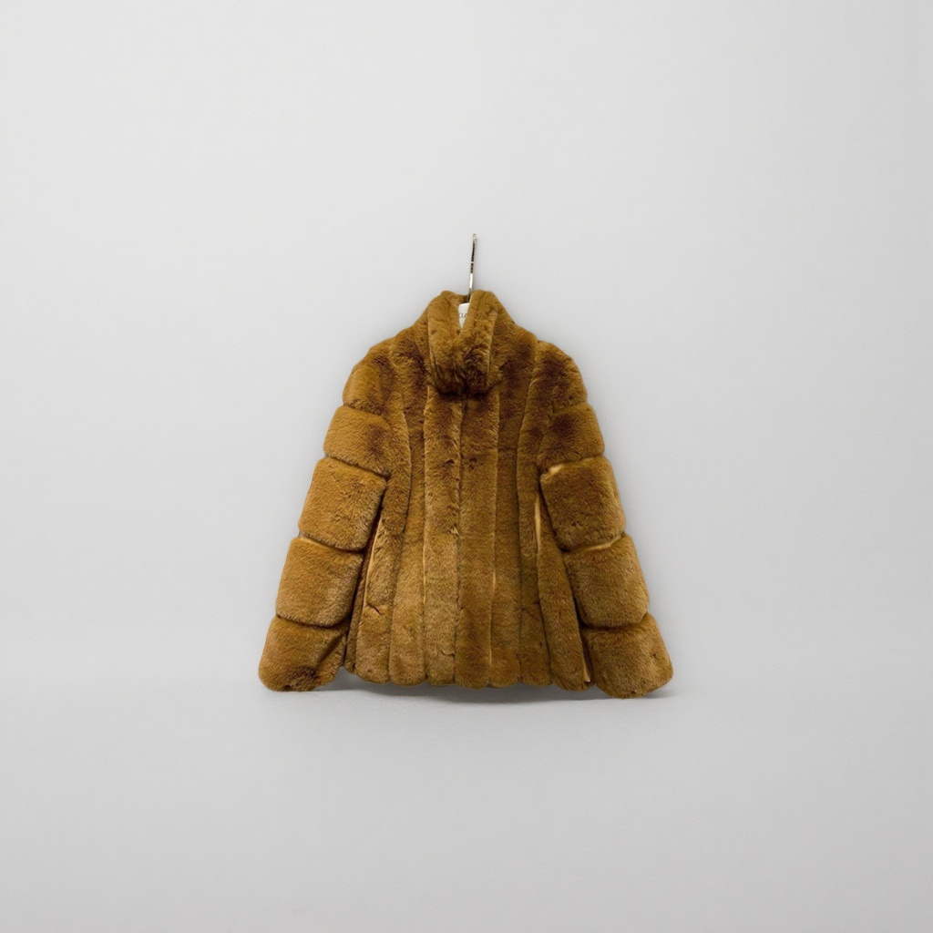 Brown fur coat, a thick and warm short woolen overcoat for women in autumn and winter details Picture