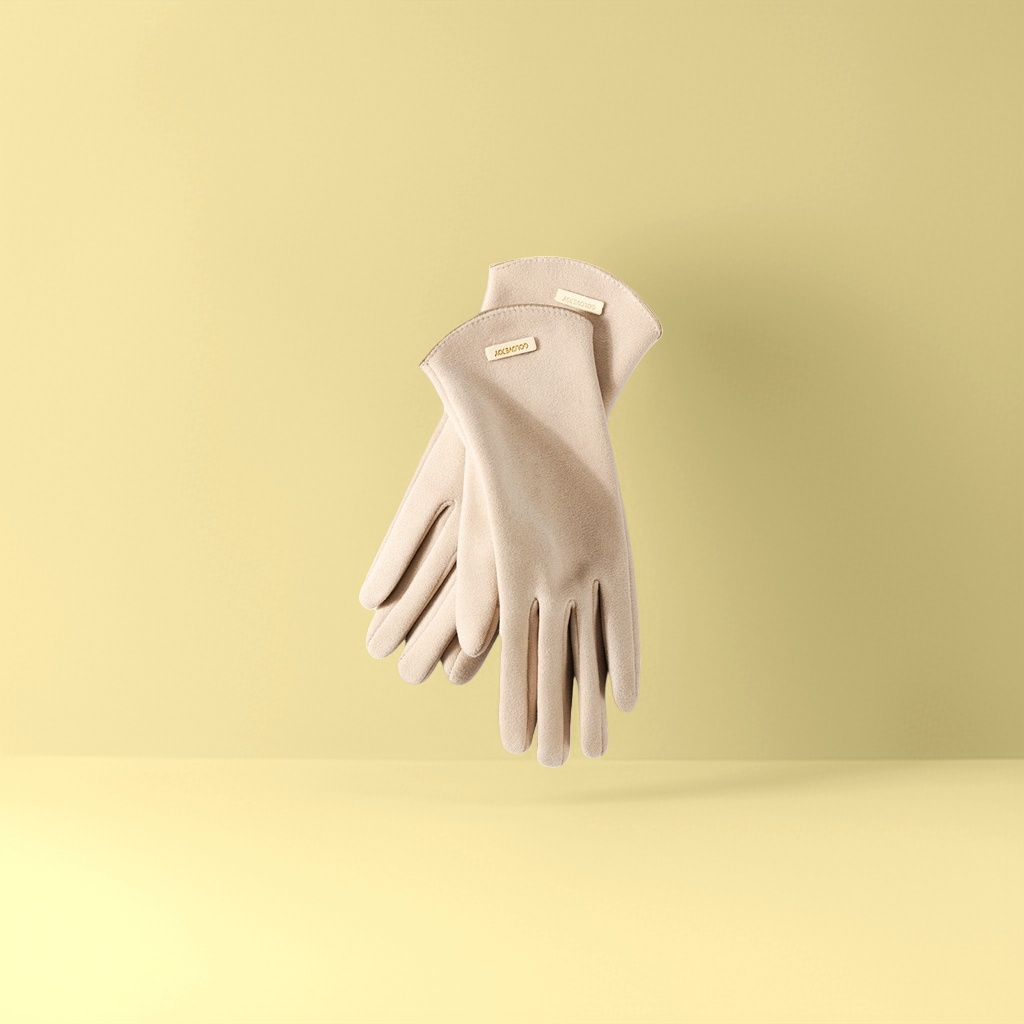Camel-colored thickened warm knitted gloves for both men and women to protect hands from the cold in autumn and winter details Picture