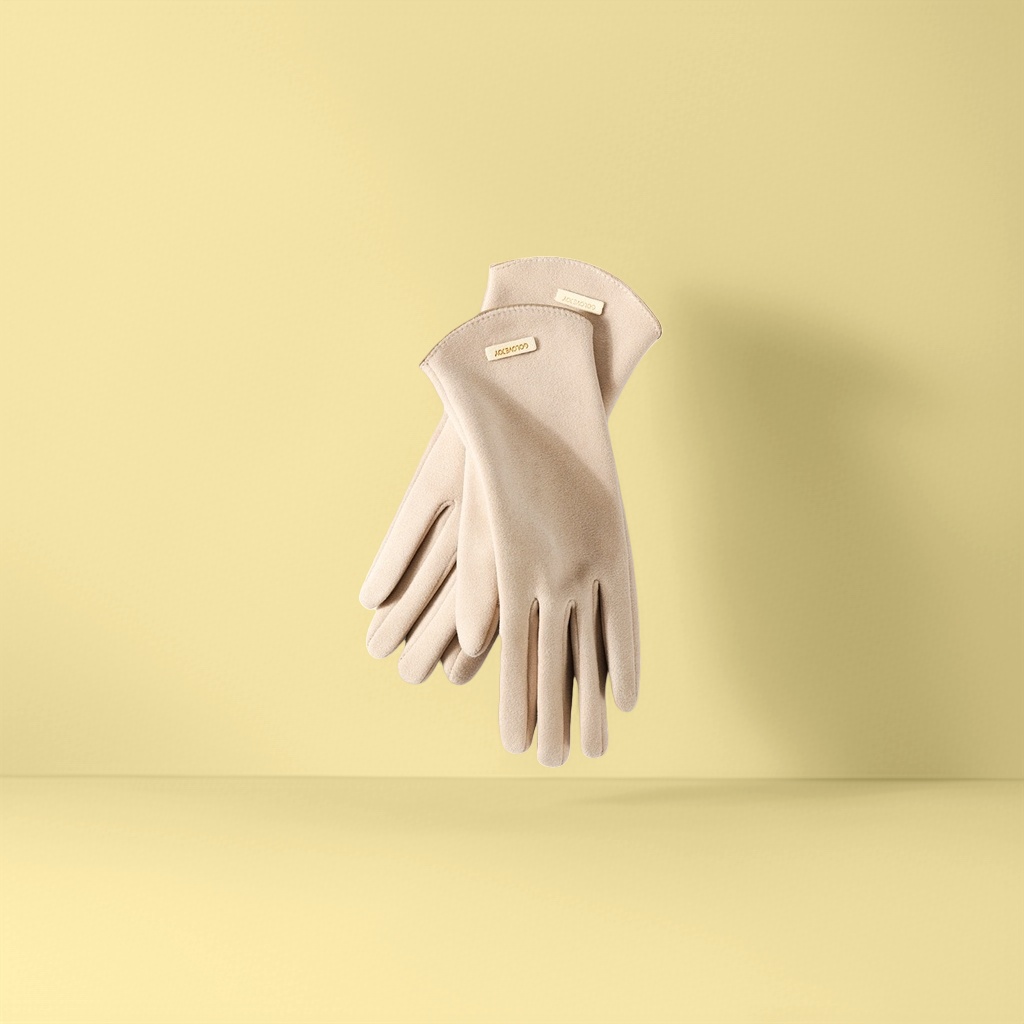 Camel-colored thickened warm knitted gloves for both men and women to protect hands from the cold in autumn and winter