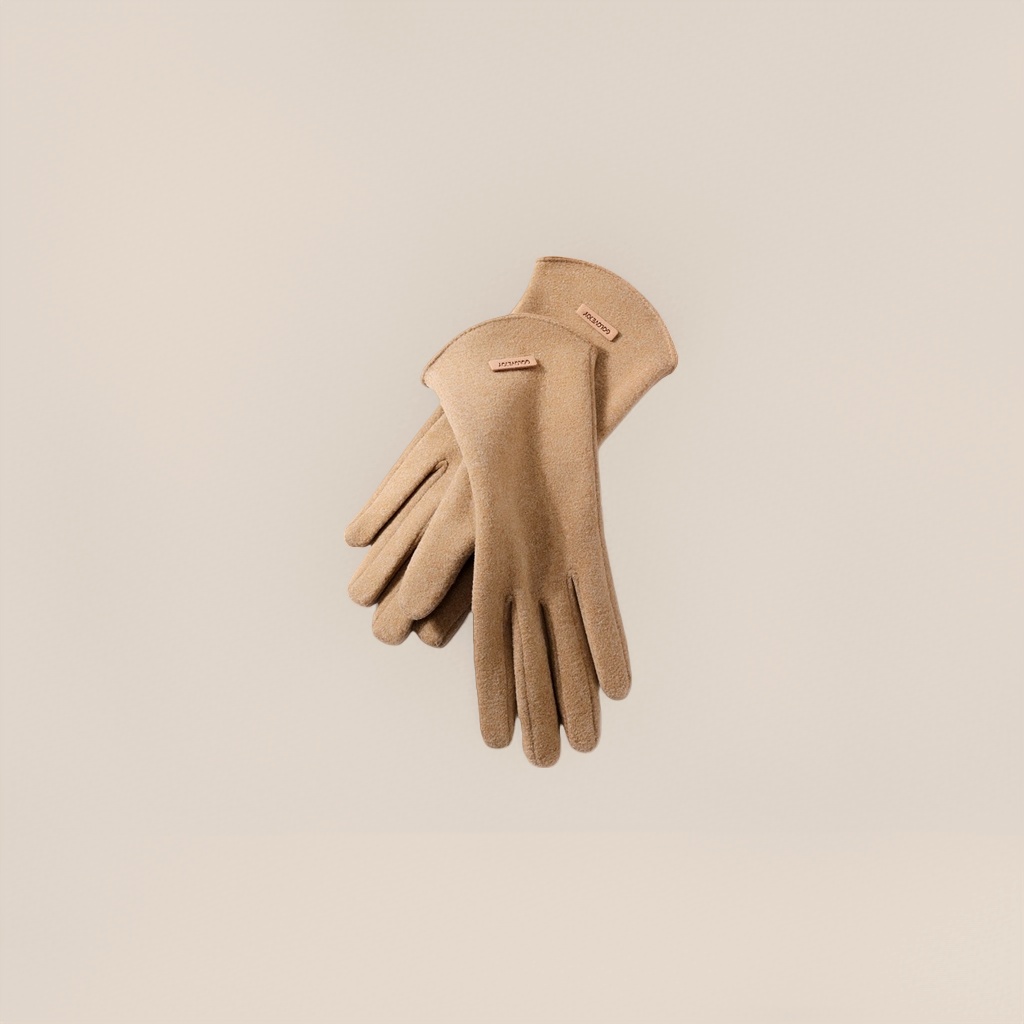 Camel-colored thickened warm knitted gloves for both men and women to protect hands from the cold in autumn and winter Specification image