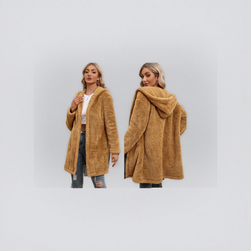 A thick, warm and fashionable plush coat for women in autumn and winter, the same as for models Specification image