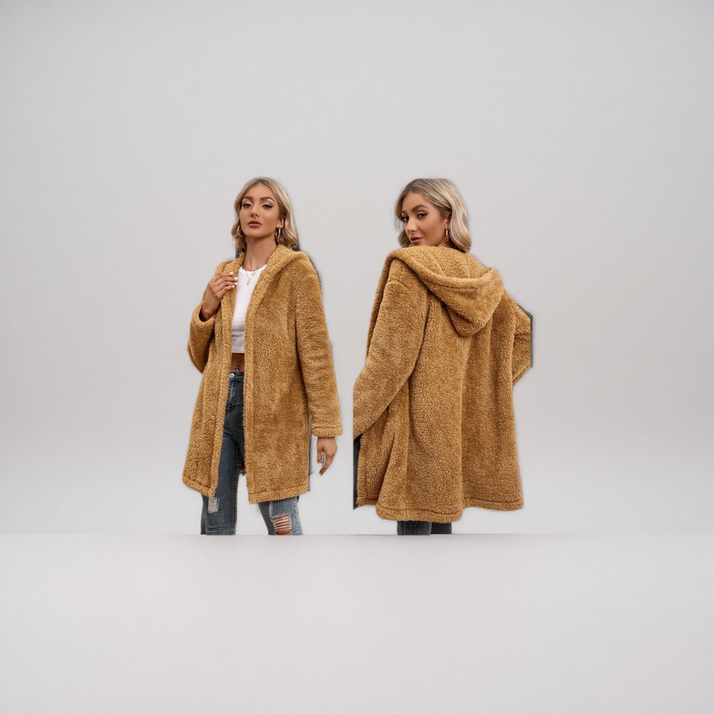 A thick, warm and fashionable plush coat for women in autumn and winter, the same as for models Application Scenario