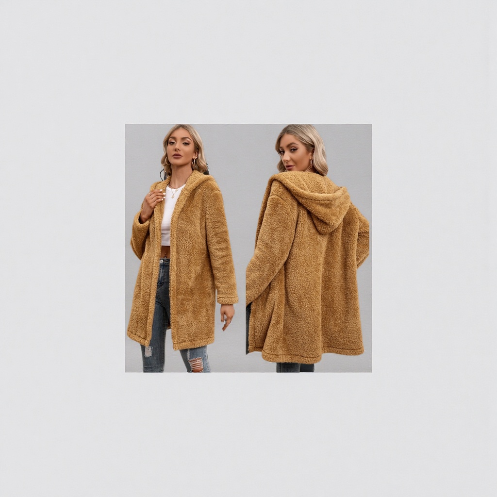 A thick, warm and fashionable plush coat for women in autumn and winter, the same as for models details Picture
