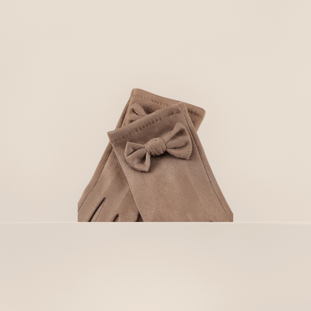 Fashionable and elegant bow-decorated gloves set in five colors: black, Burgundy, dark blue, brown and beige Application Scenario