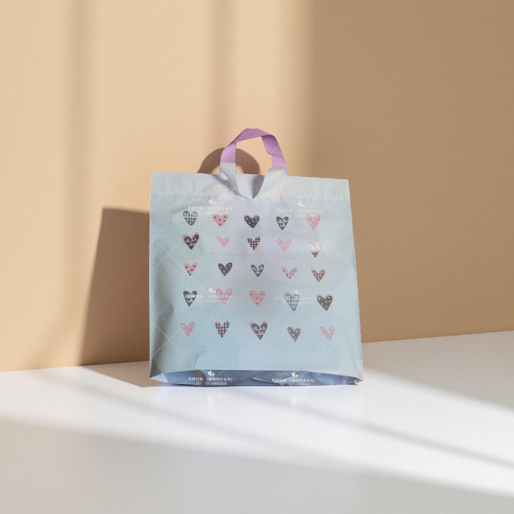 Corazón patrón bolsa de transporte moda simple eco bolsa de compras reutilizable details Picture