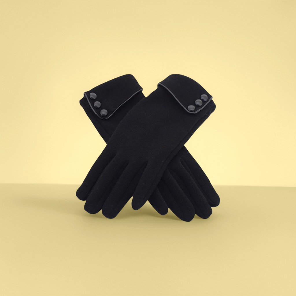 Black thickened warm gloves for both men and women, anti-slip and wear-resistant, for autumn and winter cycling safety