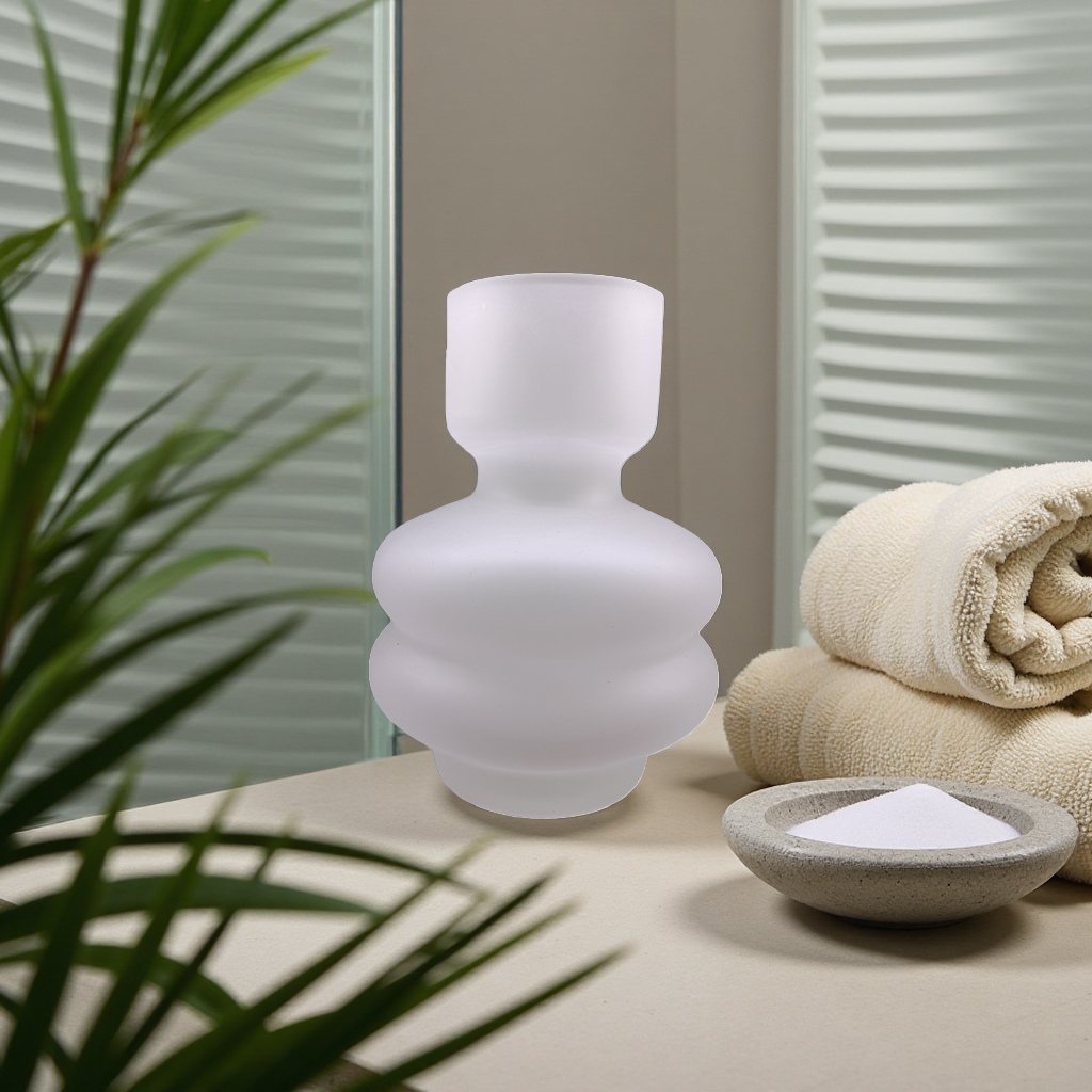 A 30cm white frosted glass vase with high light transmission and heat resistance, a flower arrangement for the living room and bedroom Specification image