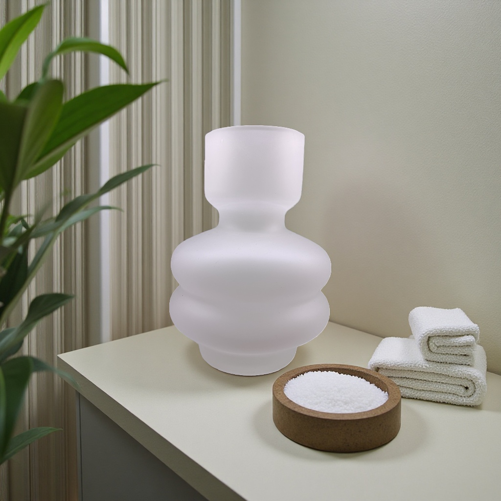 A 30cm white frosted glass vase with high light transmission and heat resistance, a flower arrangement for the living room and bedroom details Picture