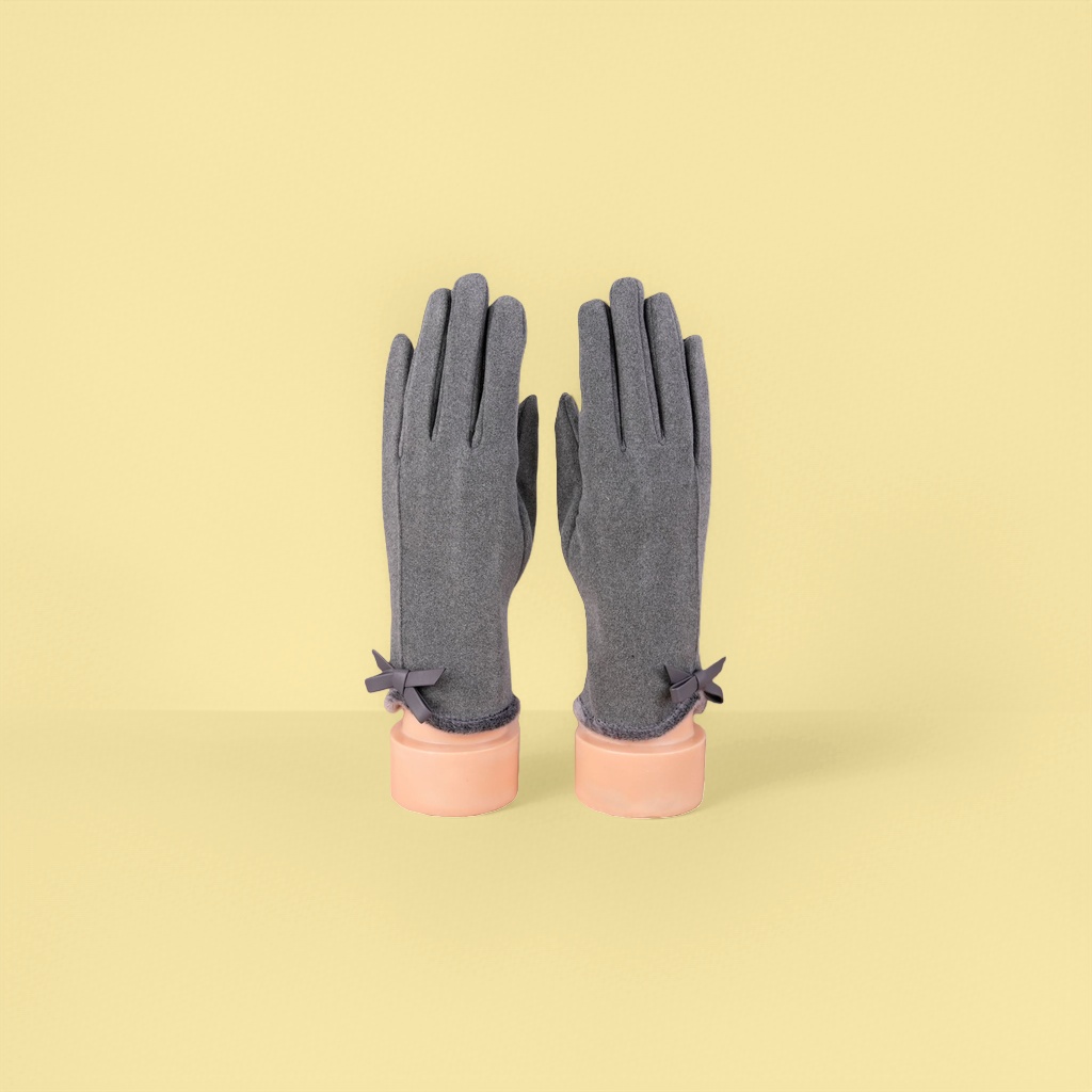 Pink ladies' warm gloves, thickened cold-proof touch screen woolen gloves details Picture