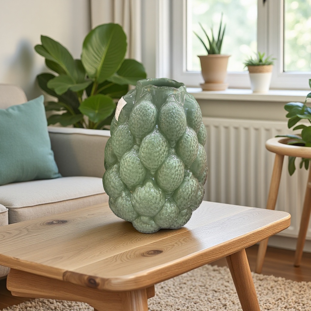 Green ceramic art vases, home decoration ornaments, handcrafted underglaze painting technique Application Scenario