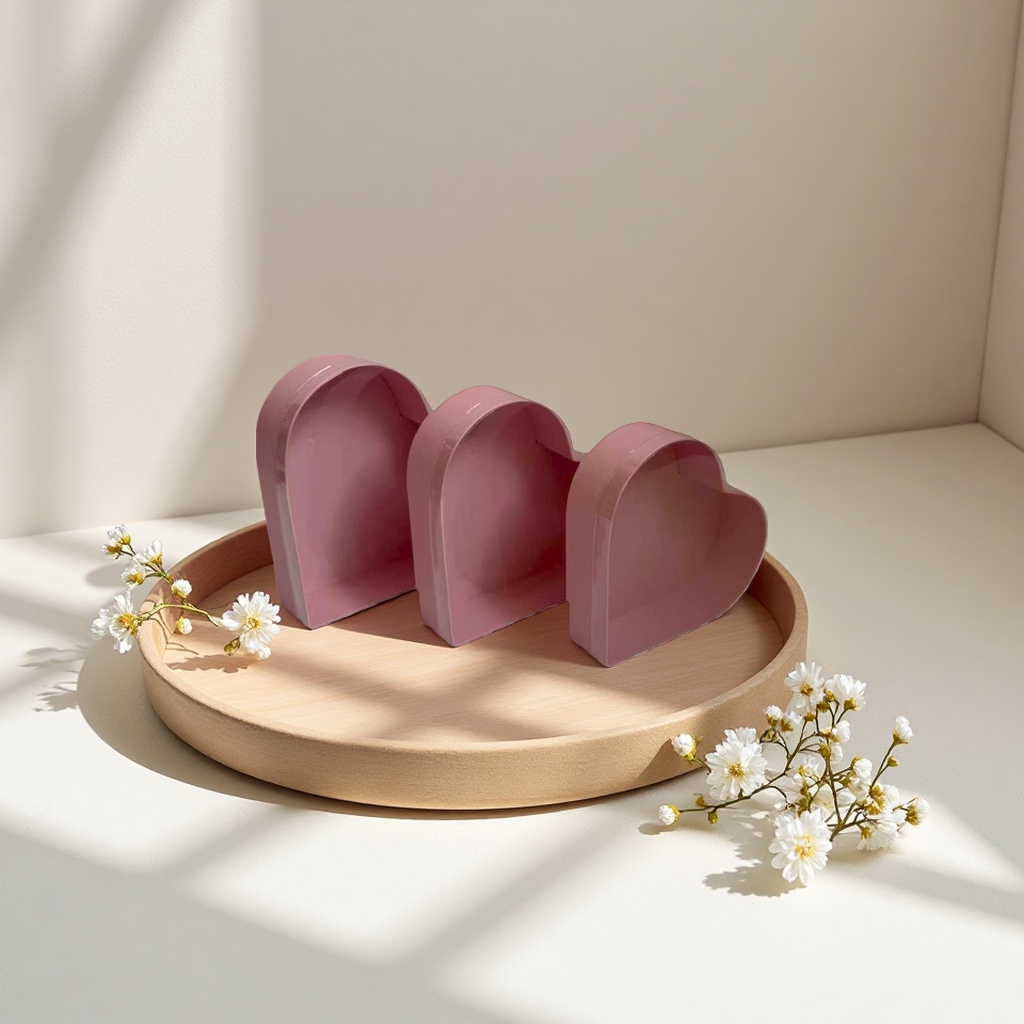 Pink heart-shaped gift box set of three pieces, heart-shaped candy and chocolate packaging box