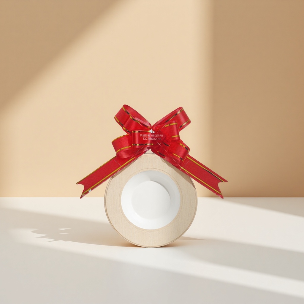 Red ribbon bow decorative gift box packaging with handmade DIY accessories details Picture