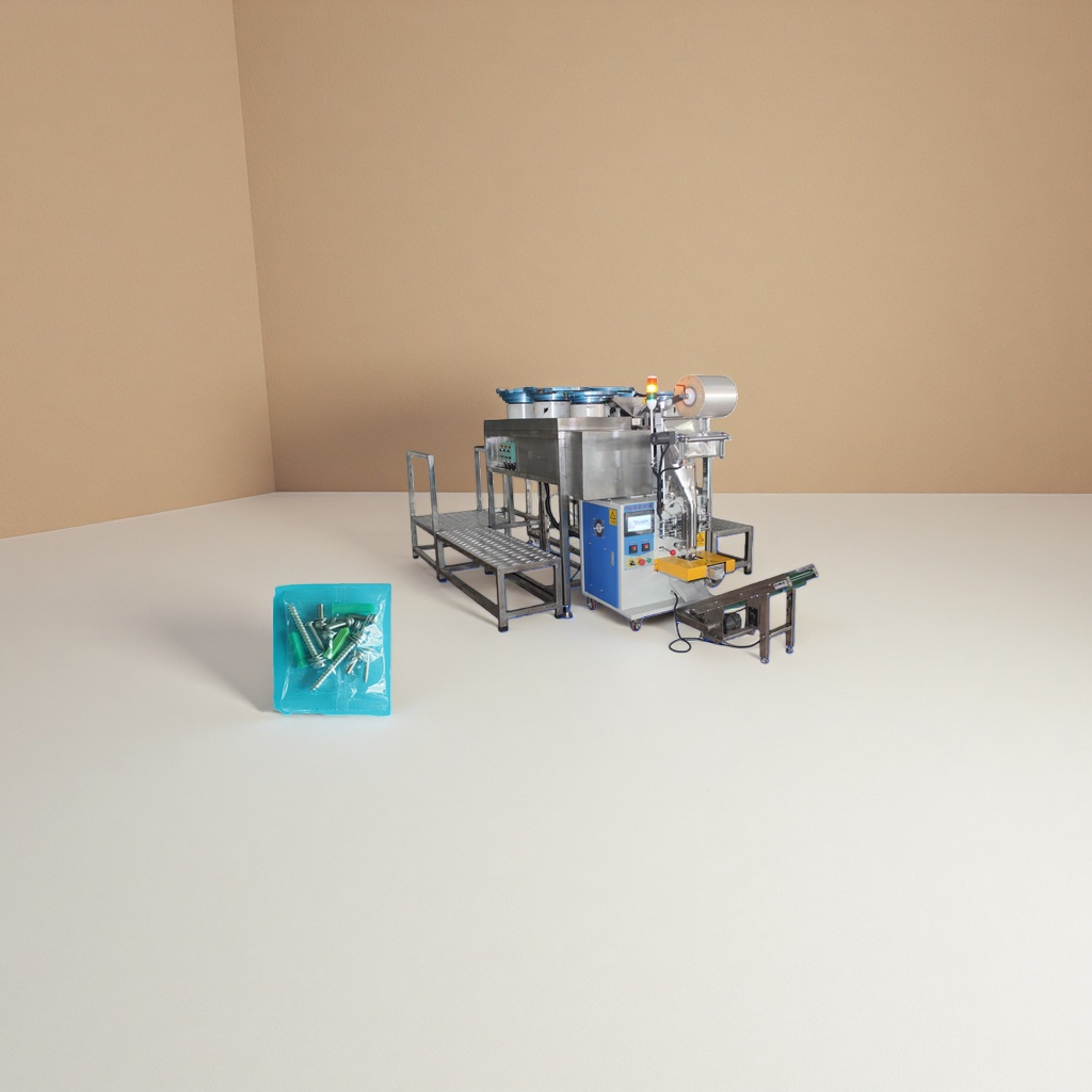 The fully automatic hardware drag chain packaging machine equipment is industrial-grade, highly efficient and stable