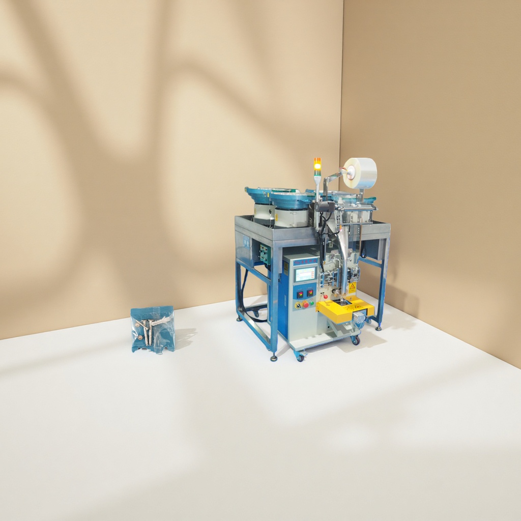 The automatic packaging machine for hardware screws is a fully automatic screw packaging machine that can package 1000 screws per minute Application Scenario