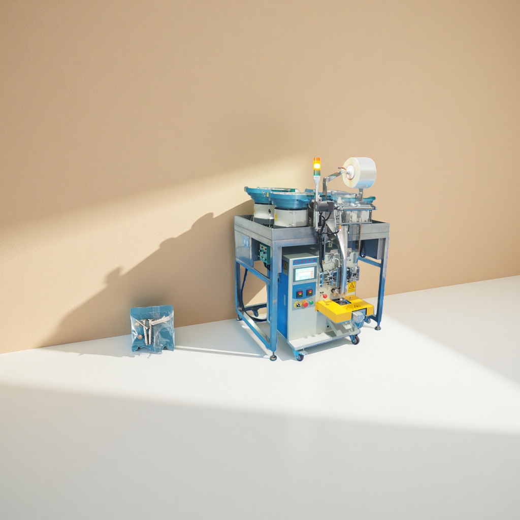 The automatic packaging machine for hardware screws is a fully automatic screw packaging machine with a capacity of 1000 packages per hour Application Scenario