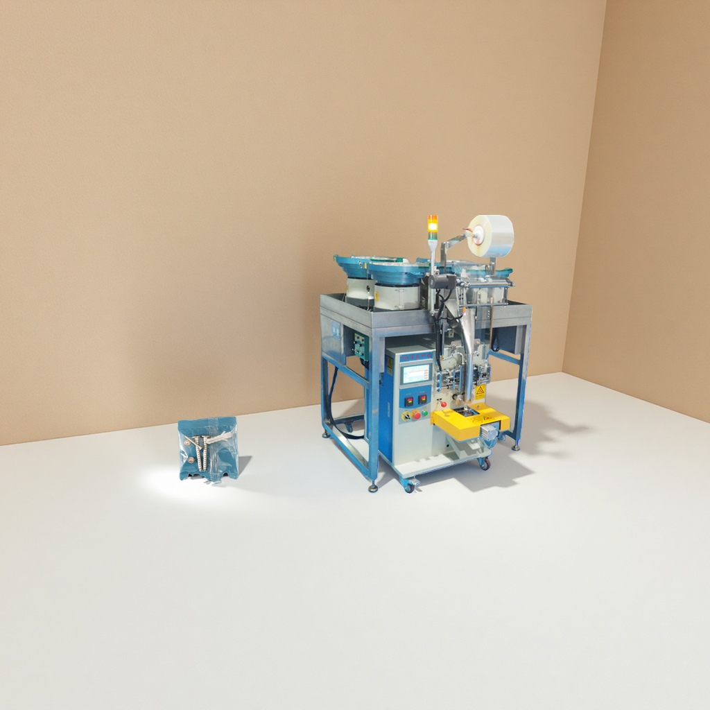 The automatic packaging machine for hardware screws is a fully automatic screw packaging machine with a capacity of 1000 packages per hour