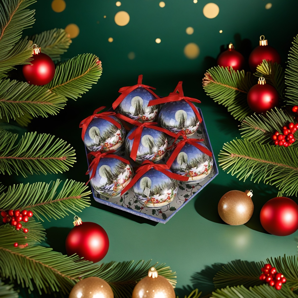 Christmas decorative ball red and gold sequined glass ball holiday pendant set Application Scenario