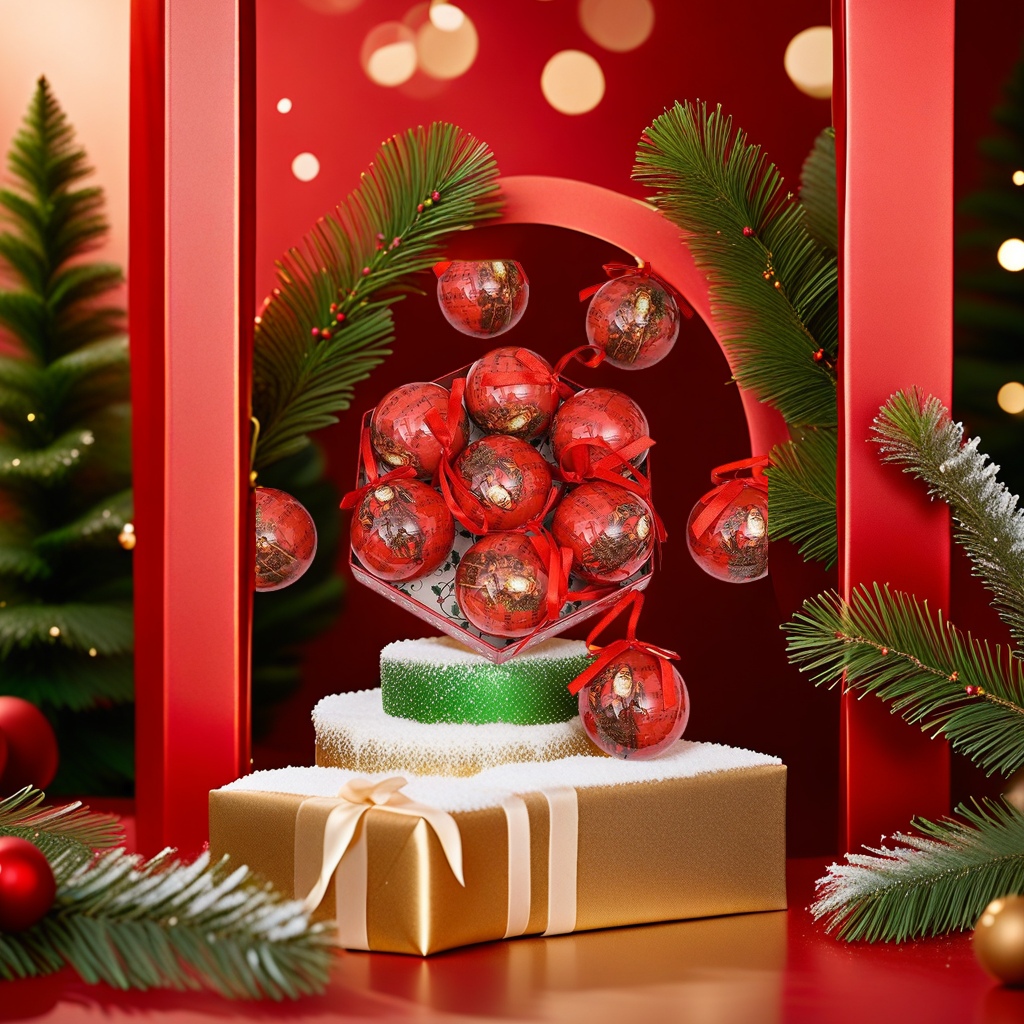 Red Christmas decorative balls, Christmas tree ornaments, festive atmosphere home decorations Specification image