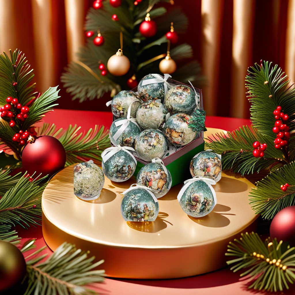 Christmas decorative ball metal texture snow pattern Christmas tree pendant set Specification drawing