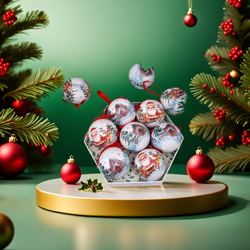 Christmas decorative balls, wooden hand-painted festival hanging ornaments, living room, bedroom, Christmas tree accessories Specification image