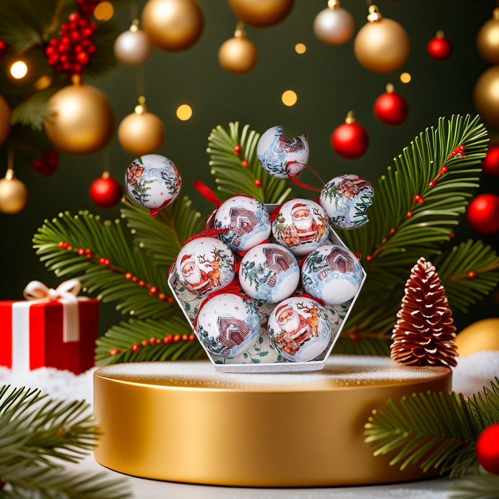 Christmas decorative balls, wooden hand-painted festival hanging ornaments, living room, bedroom, Christmas tree accessories details Picture