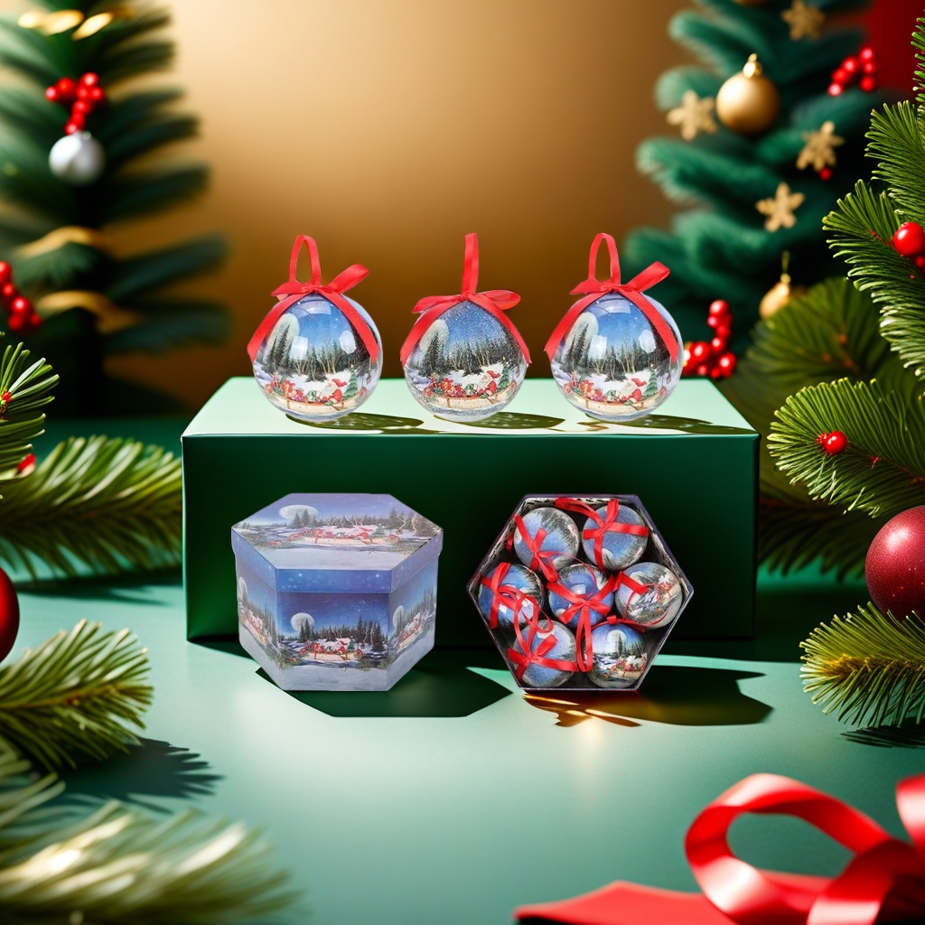 Christmas glass spherical decorative hanging ornaments, festive atmosphere home furnishings