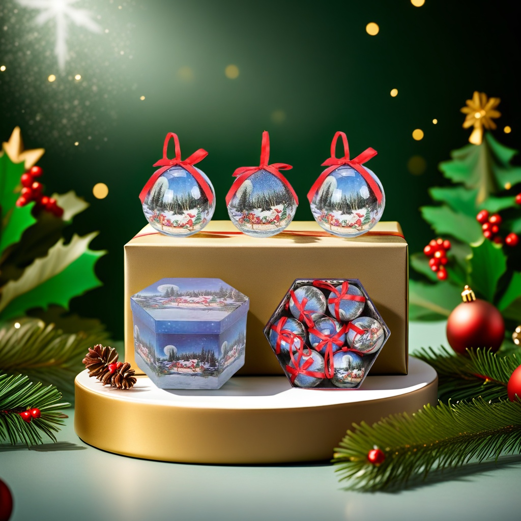 Christmas glass spherical decorative hanging ornaments, festive atmosphere home furnishings Specification image