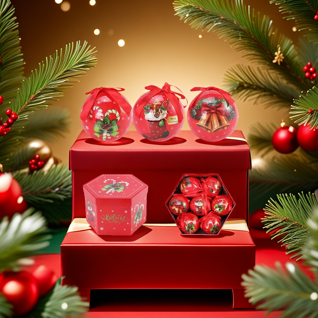 Christmas decorations, Christmas ball gift box set, festive atmosphere hanging ornaments details Picture