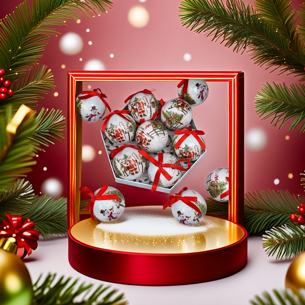 Christmas Decorative ball Metal Texture snow pattern Christmas Tree Pendant set 101831531 Specification image