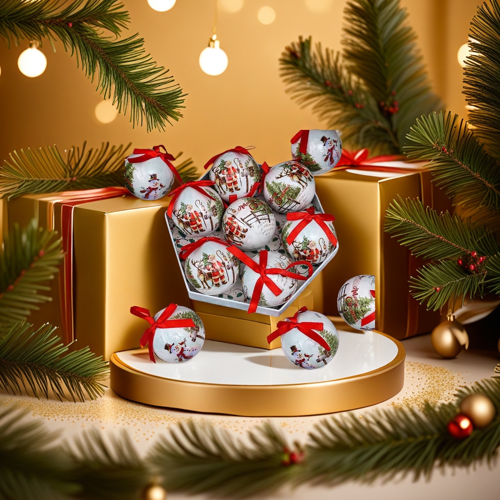 Christmas Decorative ball Metal Texture snow pattern Christmas Tree Pendant set 101831531 Application Scenario