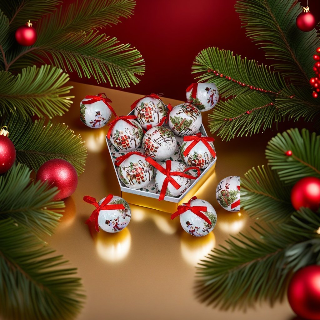 Christmas Decorative ball Metal Texture snow pattern Christmas Tree Pendant set 101831531