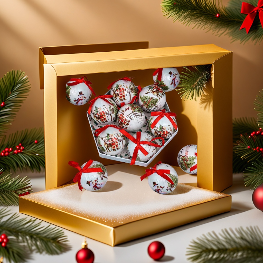 Christmas Decorative ball Metal Texture snow pattern Christmas Tree Pendant set 101831531 details Picture
