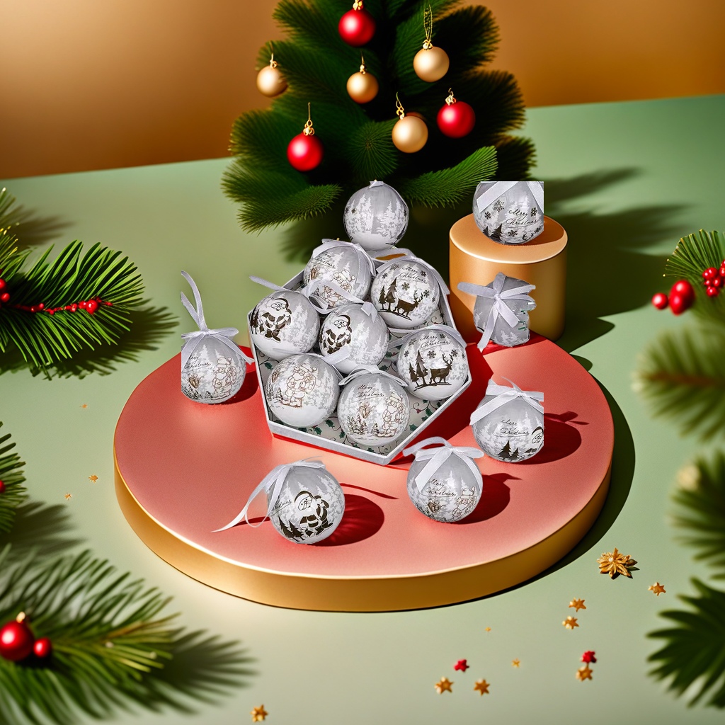 Christmas decorative ball, metallic texture, snow-patterned glass ball, holiday tree hanging decoration Application Scenario