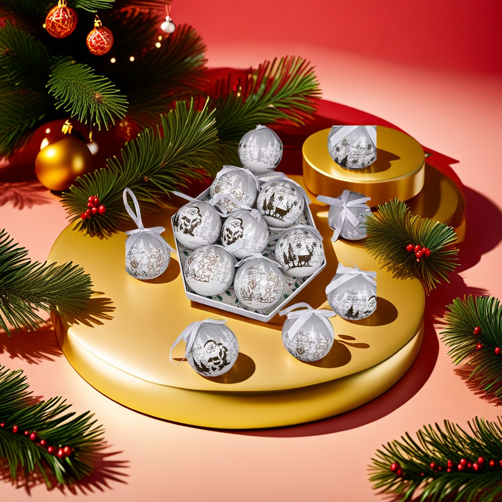Christmas decorative ball, metallic texture, snow-patterned glass ball, holiday tree hanging decoration Specification image